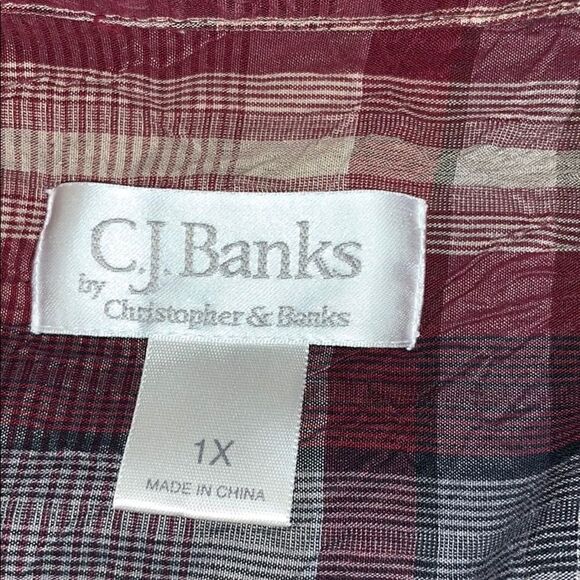 C.J. Banks button up plaid blouse size 1X - Picture 2 of 8